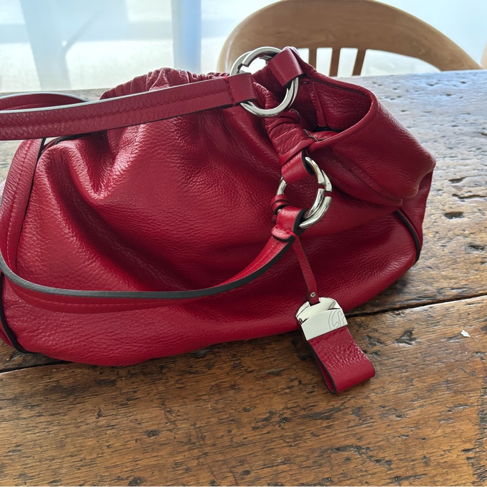 Francesco Biasia Red Shoulder Bag with Slouchy Design